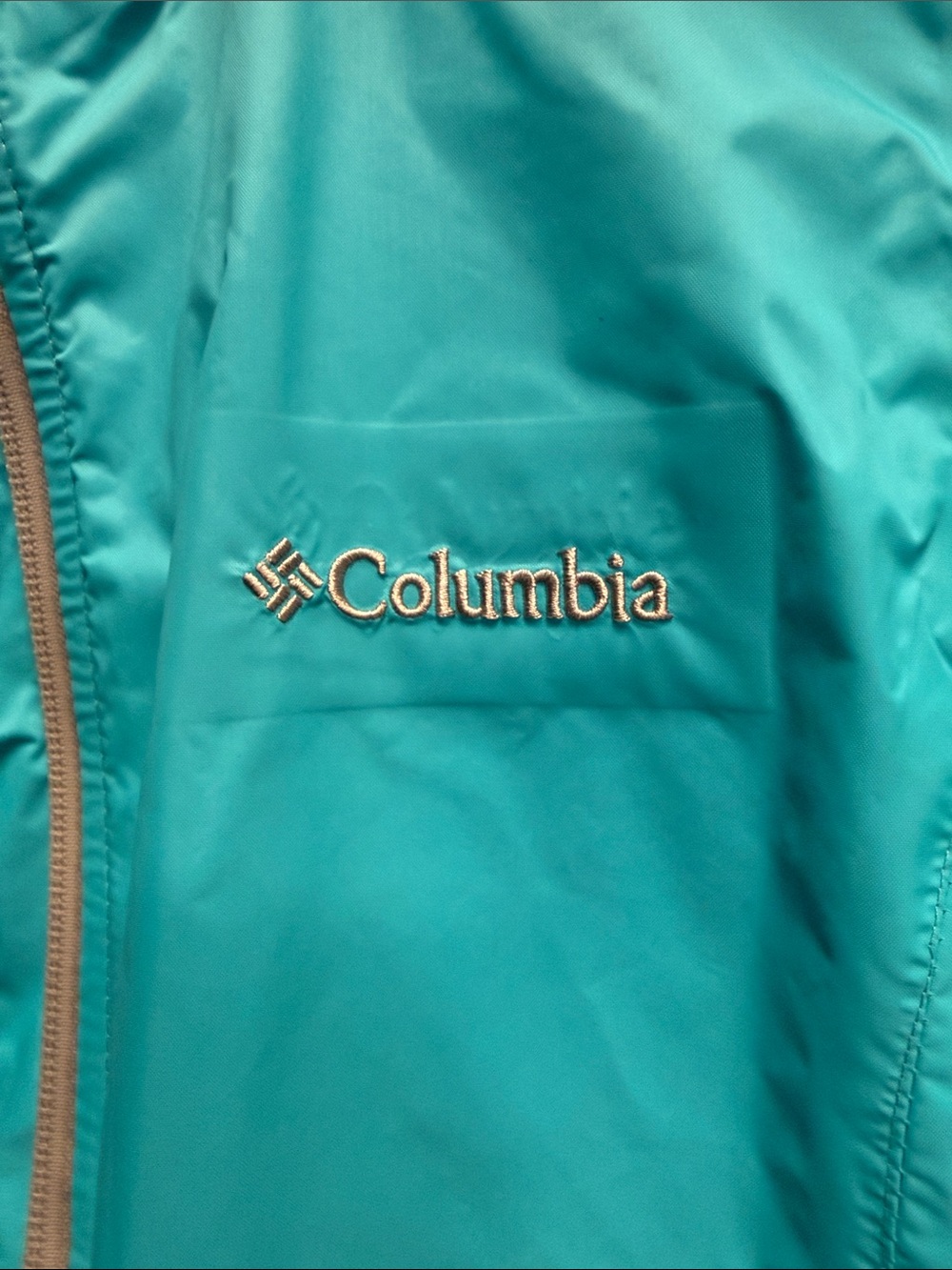 Columbia Bright Teal Hooded Rain Shell Medium - Picture 3 of 6